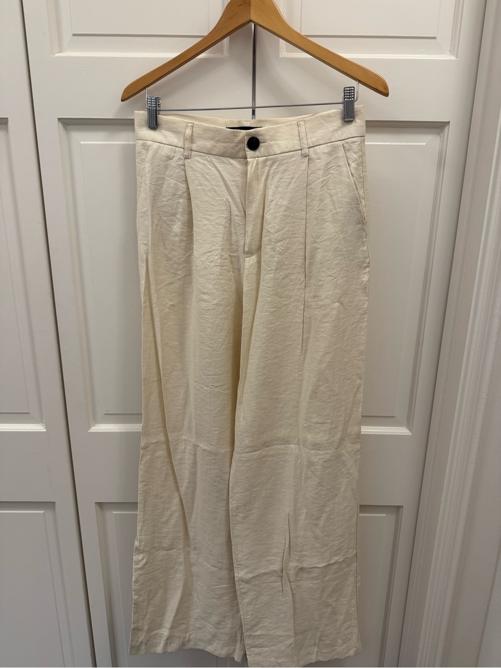 Zara Cream Wide-Leg Women's Pants